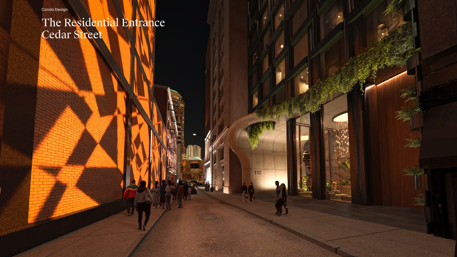 112 Liberty Cedar Street 住宅入口概念效果图